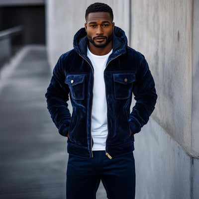 Men's Vine Velvetlti-Pocketipper SliFit Hooded Jacket