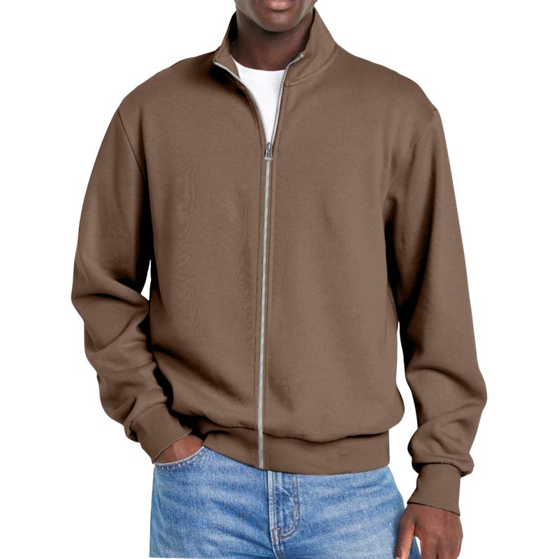 Men's Solid Coloripper Stand Collar Long Sleeve Sweatshirt Jacket