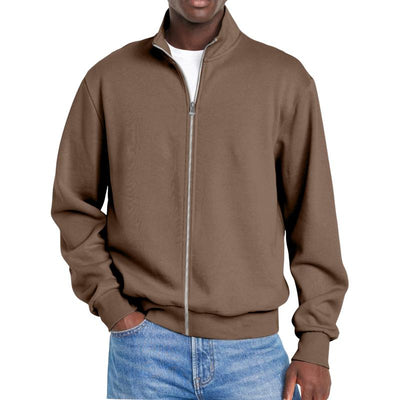 Men's Solid Coloripper Stand Collar Long Sleeve Sweatshirt Jacket