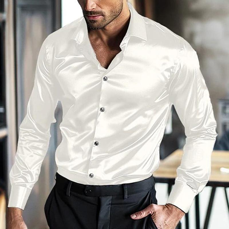 Men's Silk Lapel Long Sleeve No-iron Anti-wrinkle Shirt