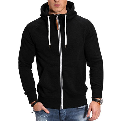 Men's Hooded Raglan Sleeveipper Sports Casal Jacket