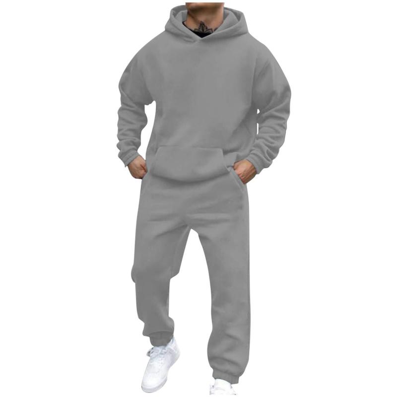 Men's Casal Loose Fleece Long-sleeved Hoodie Sweatpants Set