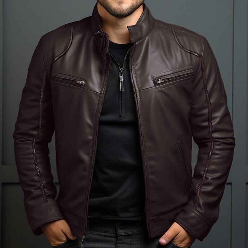 Men's Vine Stand Collaripper SliLeather Jacket