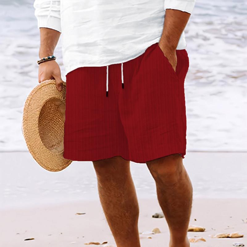 Men's Cotn Blend Striped Beach Drawstring Shorts
