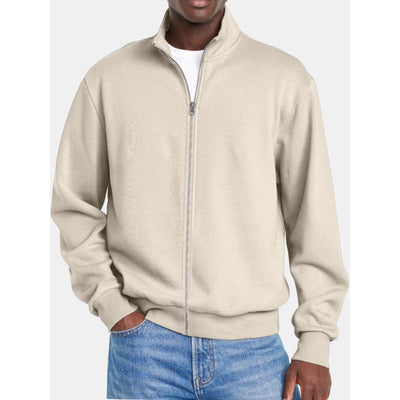Men's Solid Coloripper Stand Collar Long Sleeve Sweatshirt Jacket