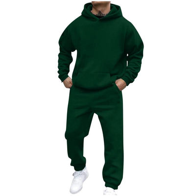 Men's Casal Loose Fleece Long-sleeved Hoodie Sweatpants Set