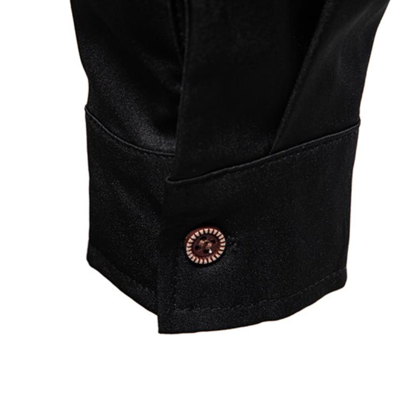 Men's Casal Lapel Slanted Placket Asymmetric SliFit Long Sleeve Shirt