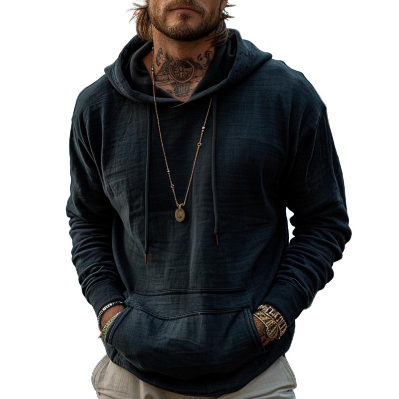 Men's Retro Solidangaroo Pocket Hoodie