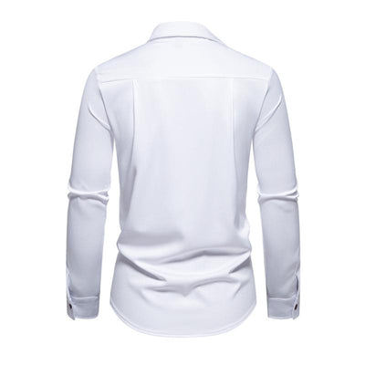 Men's Casal Lapel Slanted Placket Asymmetric SliFit Long Sleeve Shirt