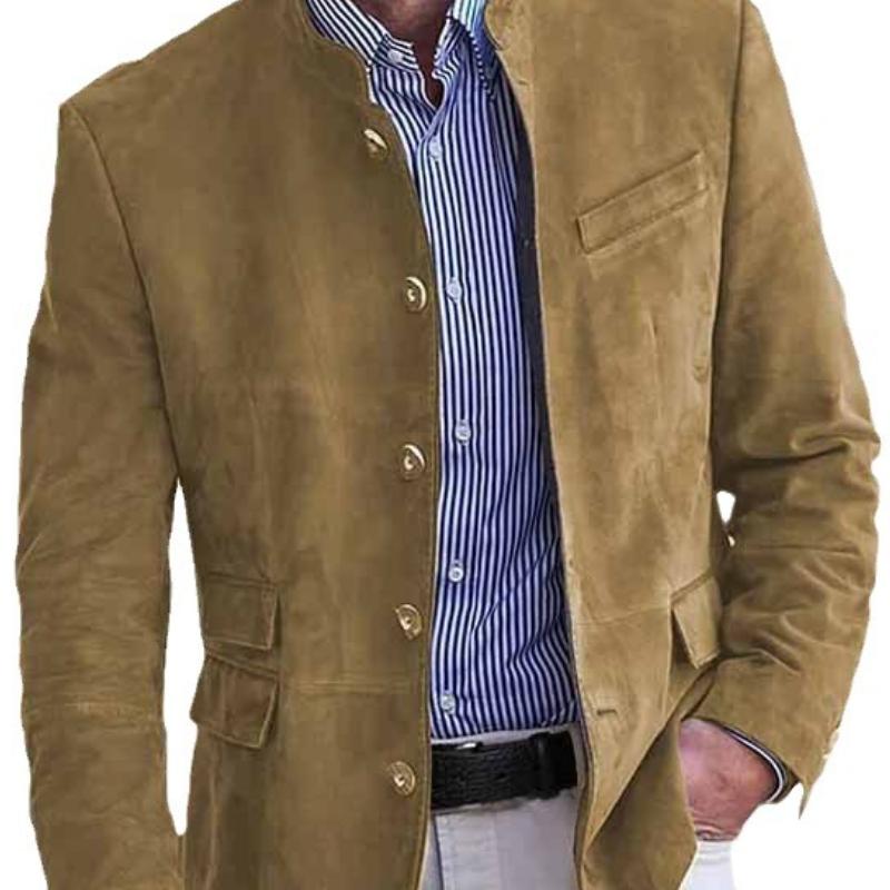 Men's Retro Stand Collar Single Breasted SliFitlti-pocket Blazer