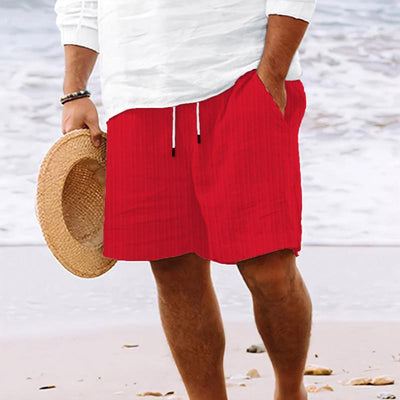 Men's Cotn Blend Striped Beach Drawstring Shorts