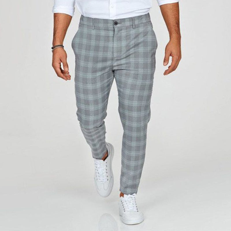 Matthew® | Elegant Men's Slim Fit Pants With Checkered Pattern