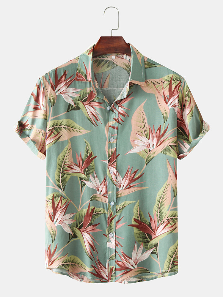 Aristedes® | Oil Print Leaf Short Sleeve Shirts