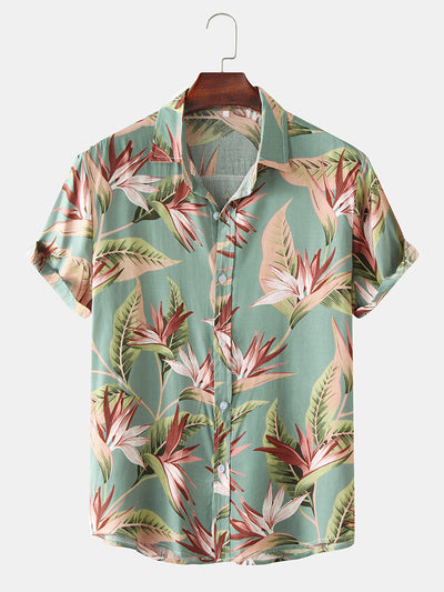 Aristedes® | Oil Print Leaf Short Sleeve Shirts