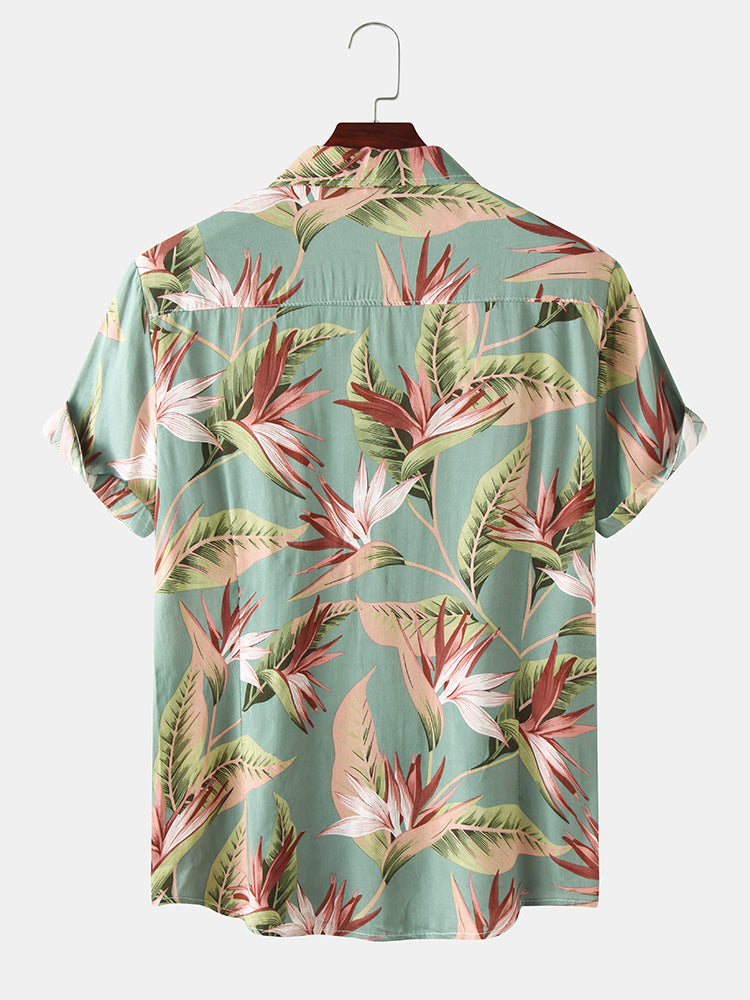 Aristedes® | Oil Print Leaf Short Sleeve Shirts