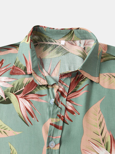 Aristedes® | Oil Print Leaf Short Sleeve Shirts