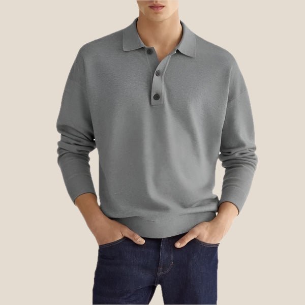 Hadrian | Men's Polo Shirt – Long Sleeve Knit Cotton Blend