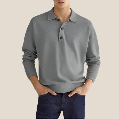 Hadrian | Men's Polo Shirt – Long Sleeve Knit Cotton Blend