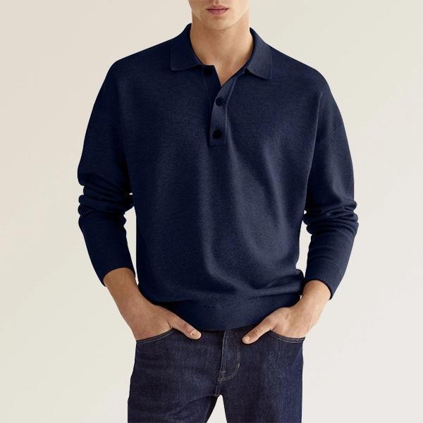 Hadrian | Men's Polo Shirt – Long Sleeve Knit Cotton Blend