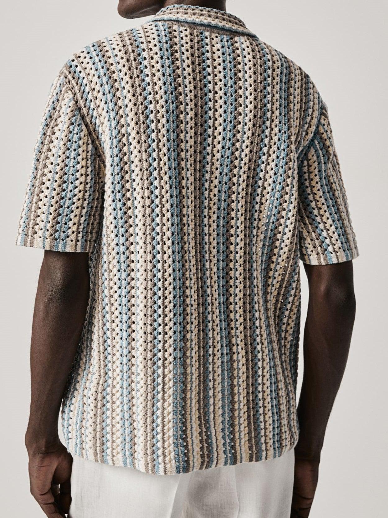 Ramsés® | Retro Knit Polo Shirt for Men – Cotton Perforated Summer Top with Johnny Collar