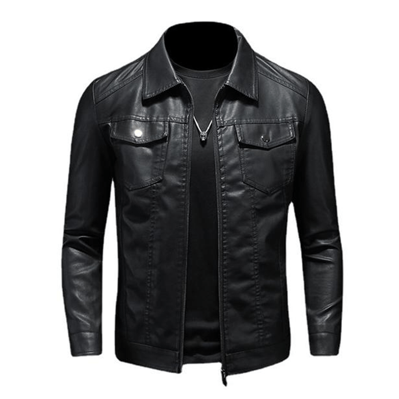 Ilias | Classic leather biker jacket with lapels