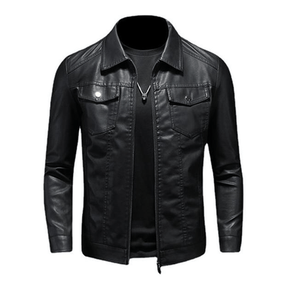 Ilias | Classic leather biker jacket with lapels