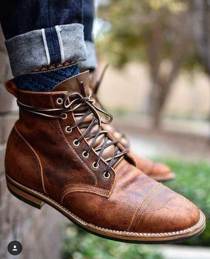 Richard® | Retro Men'S Leather Lace-Up Boots For Winter