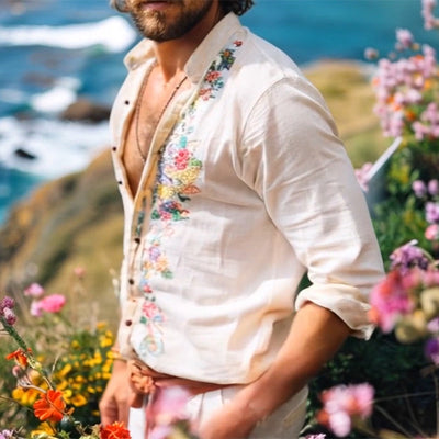 Men's Casal Vine Embroidered Long Sleeve Shirt