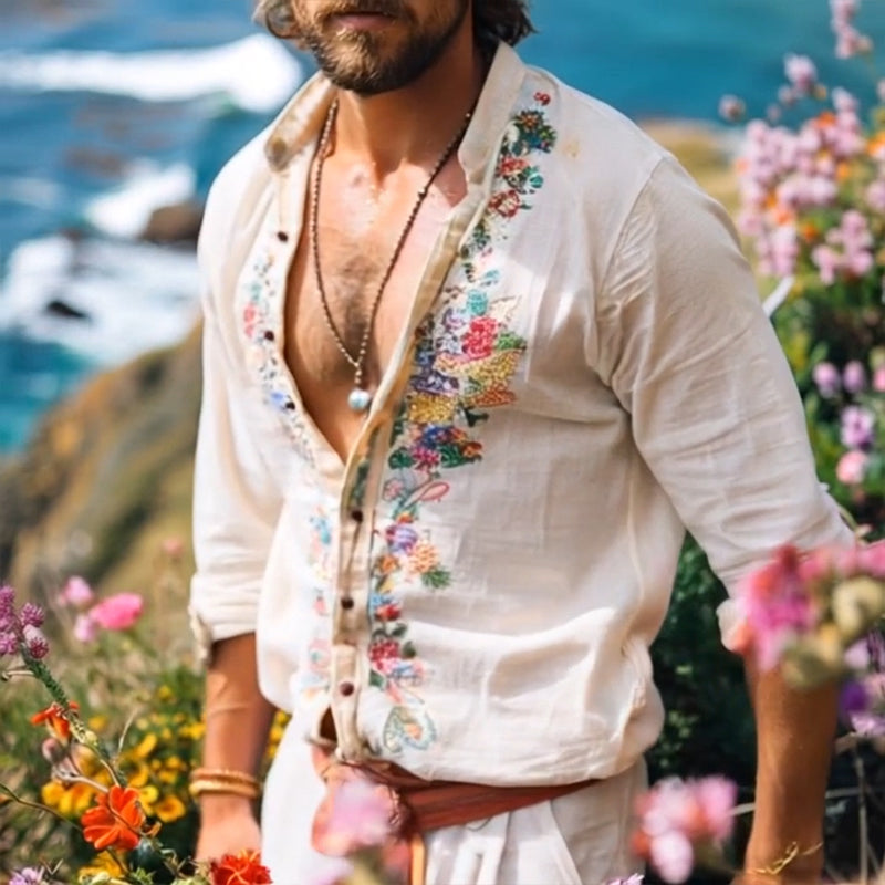 Men's Casal Vine Embroidered Long Sleeve Shirt