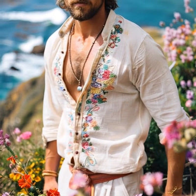 Men's Casal Vine Embroidered Long Sleeve Shirt