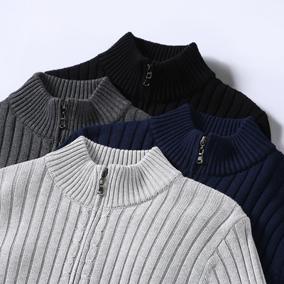 Ferrán | Men's classic ribbed knit cardigan with zip