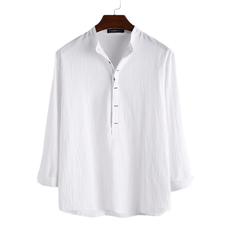 Jovian® | Long-Sleeved Cotton And Linen Shirt For Men