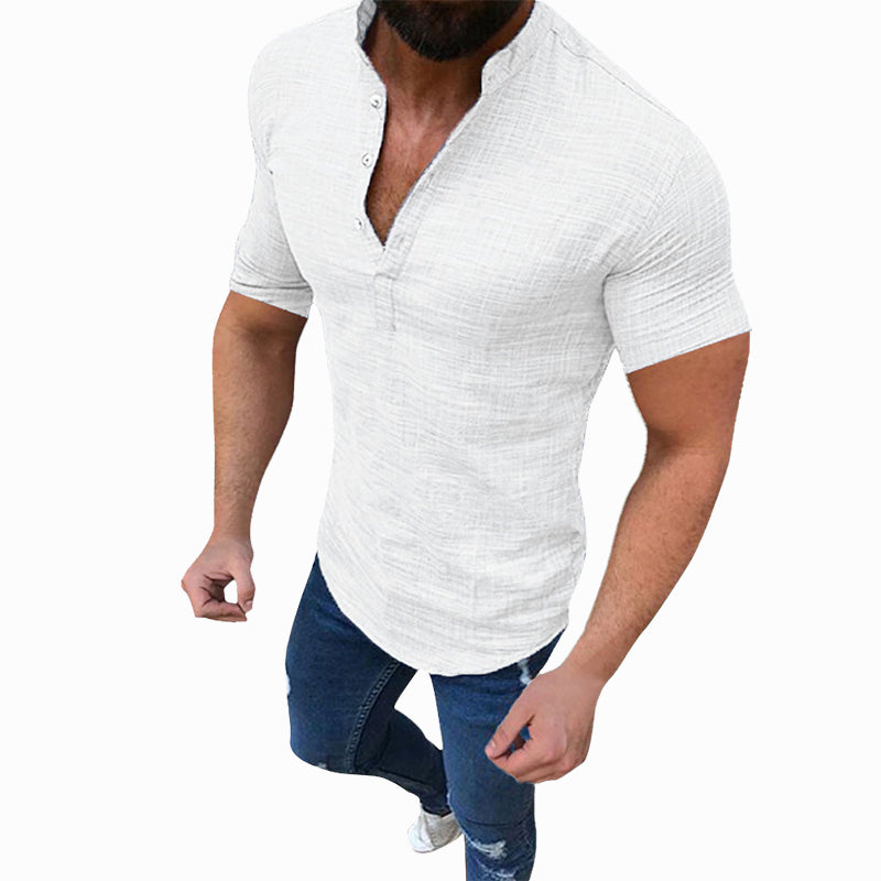 Justice® | Men'S Loose Solid Color Linen Shirt With Buttons
