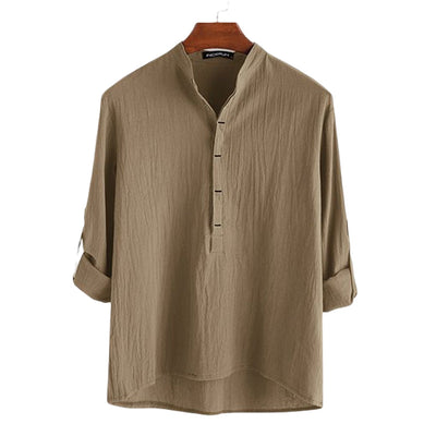 Jovian® | Long-Sleeved Cotton And Linen Shirt For Men