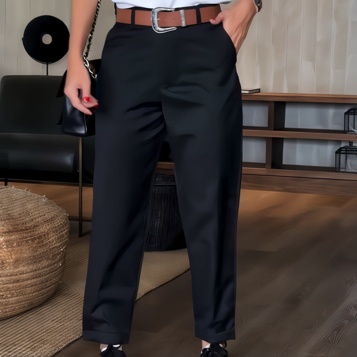 Manuel® | High Waisted Striped Trousers