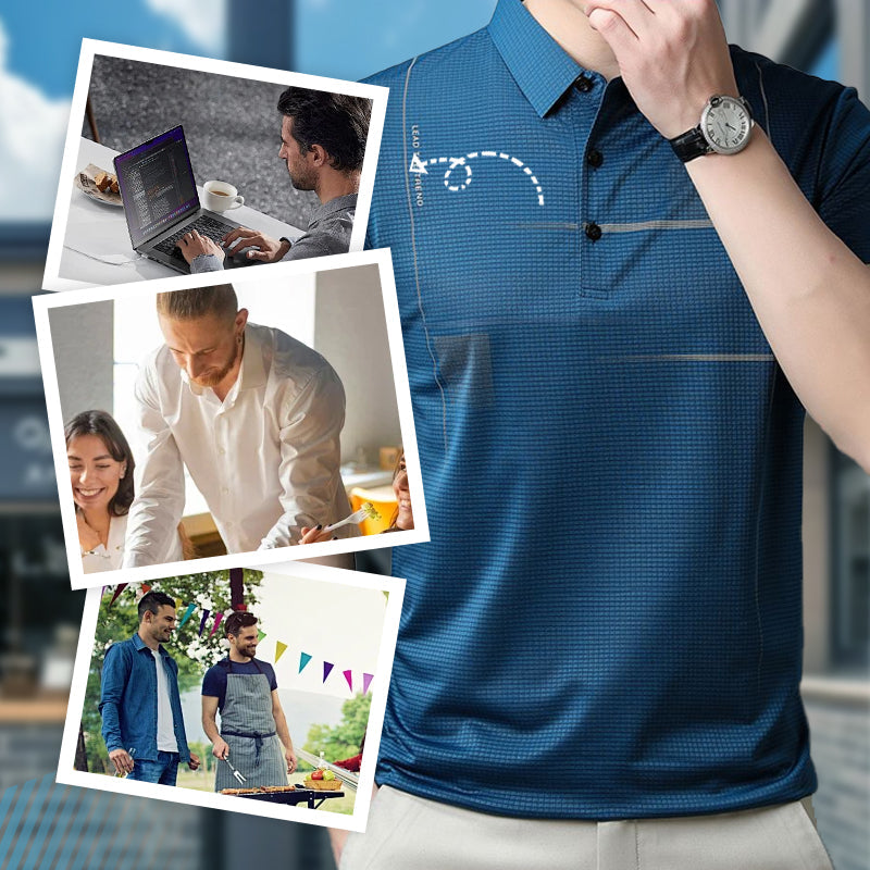 Manuel® | Men'S Loose, Cool, Breathable Lapel Collar T-Shirt