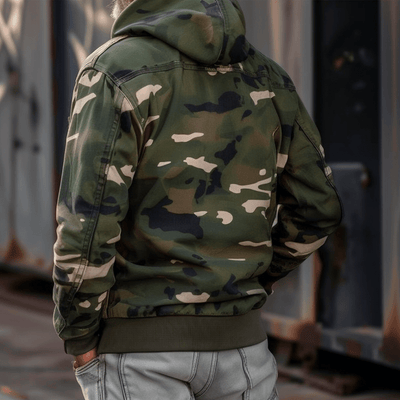 Leopoldo | Camouflage hooded jacket with pockets and zipper