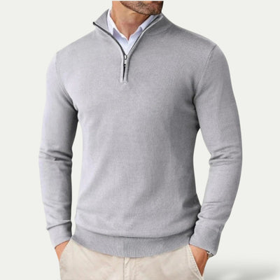 Silas | Timeless cashmere sweater with half zip and long sleeves