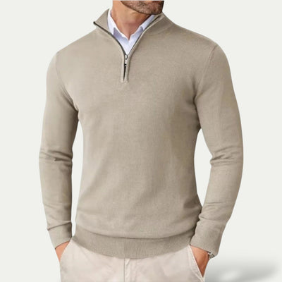 Silas | Timeless cashmere sweater with half zip and long sleeves