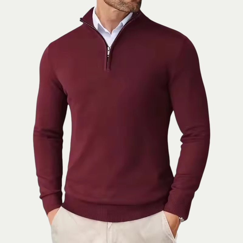 Silas | Timeless cashmere sweater with half zip and long sleeves