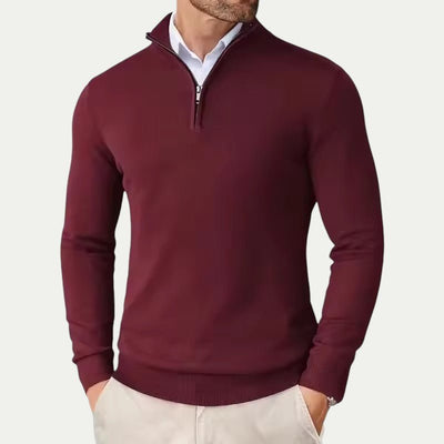 Silas | Timeless cashmere sweater with half zip and long sleeves