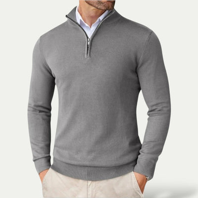 Silas | Timeless cashmere sweater with half zip and long sleeves