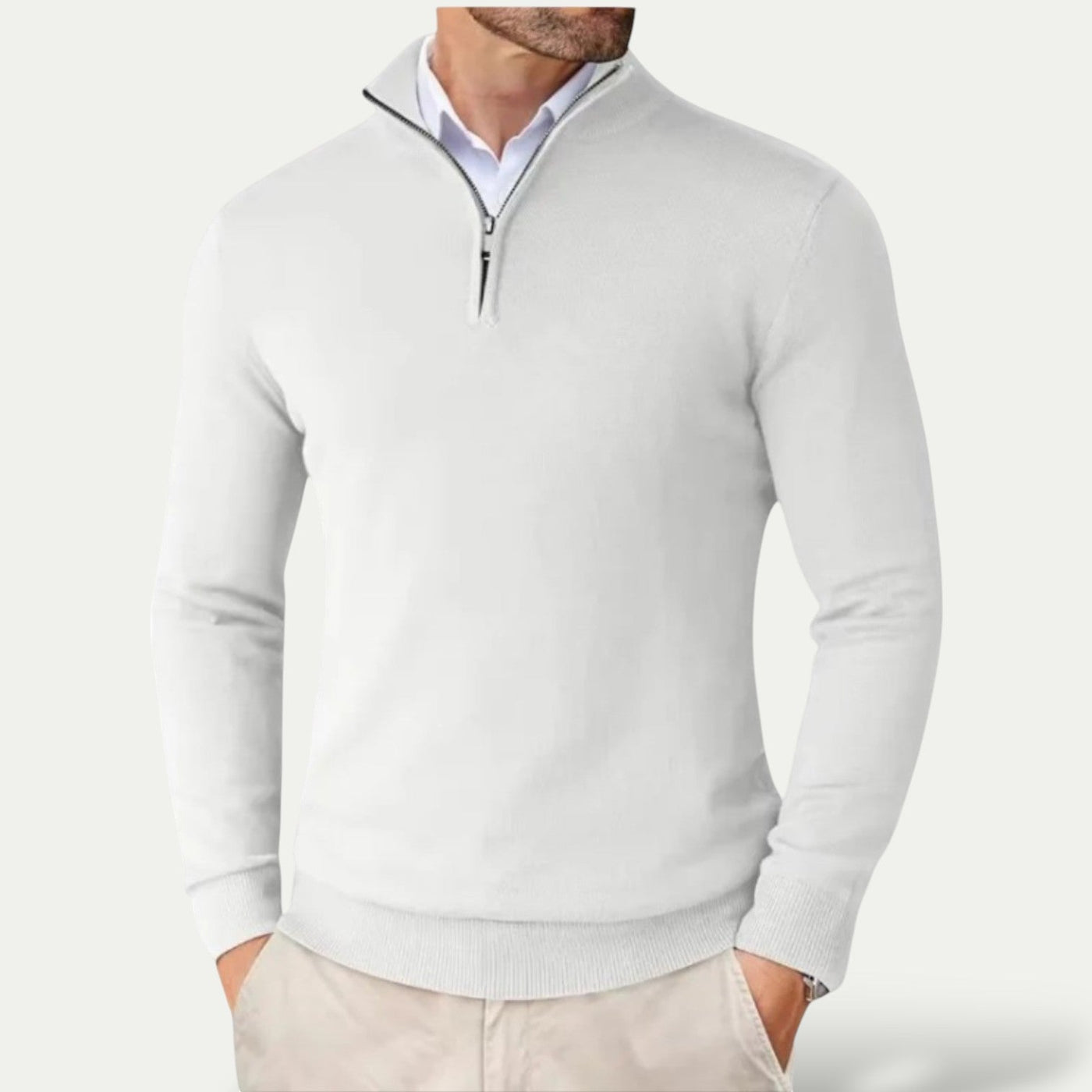 Silas | Timeless cashmere sweater with half zip and long sleeves