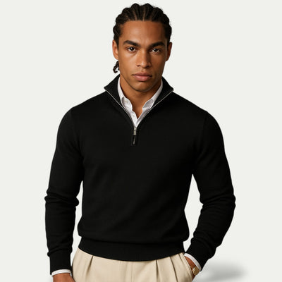 Silas | Timeless cashmere sweater with half zip and long sleeves