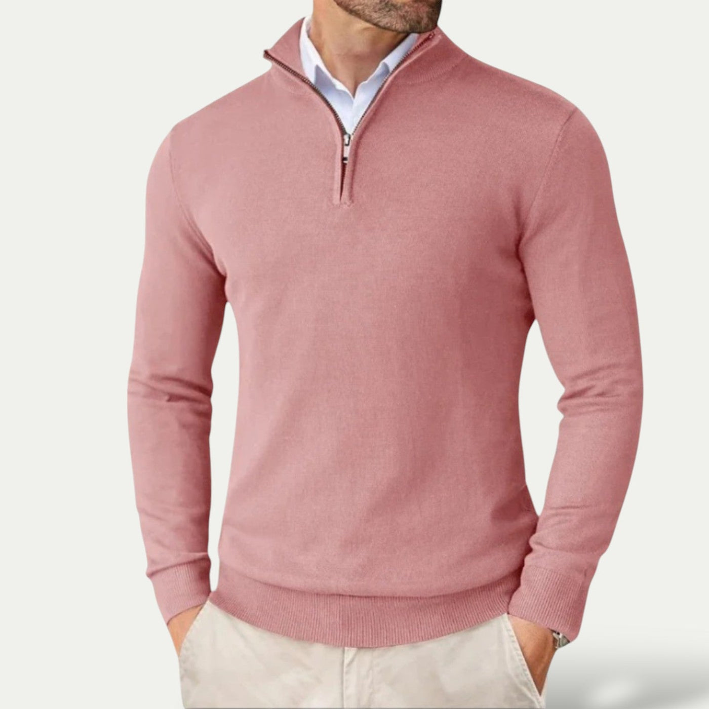Silas | Timeless cashmere sweater with half zip and long sleeves