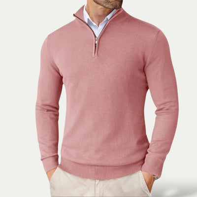 Silas | Timeless cashmere sweater with half zip and long sleeves