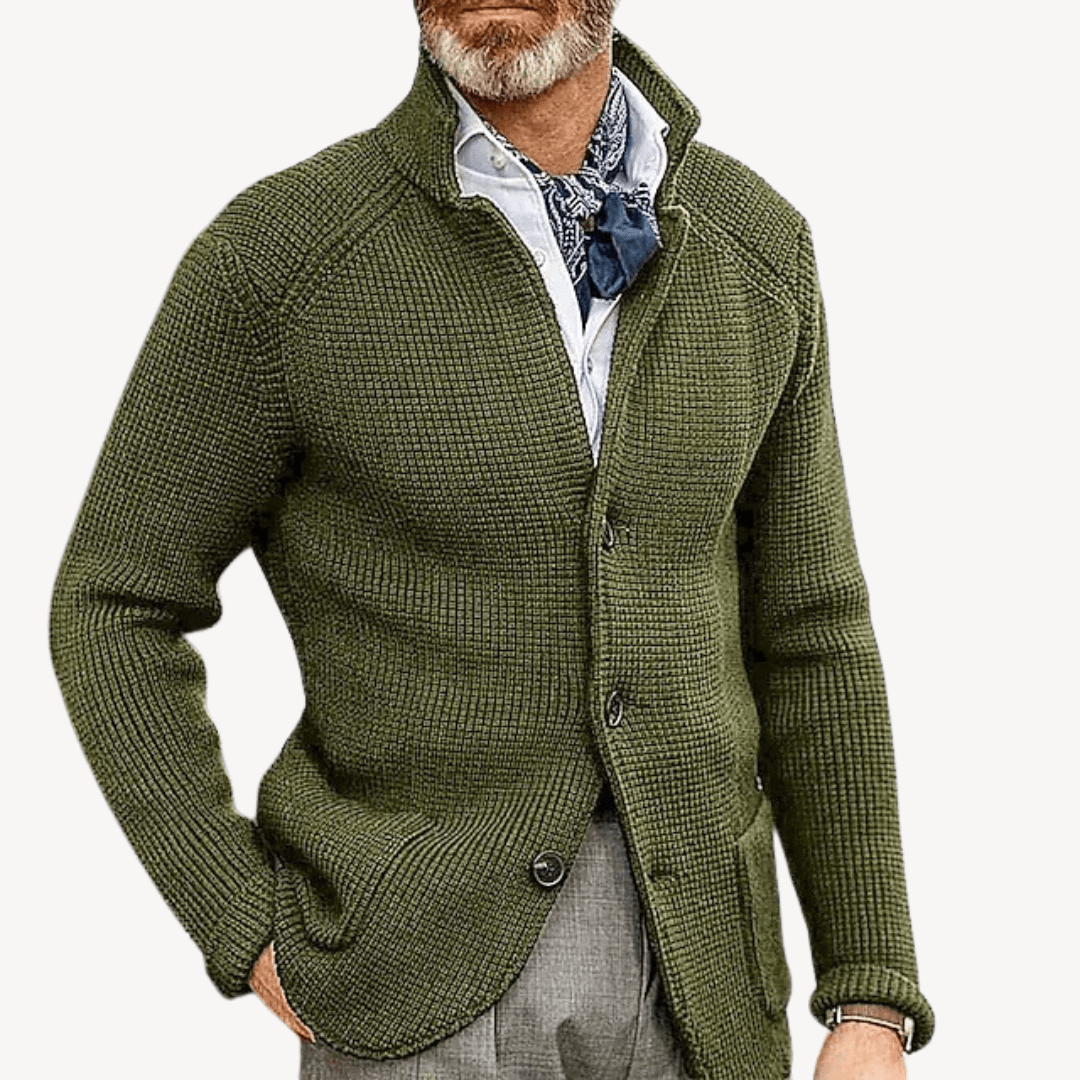 Vito | Classic wool knit cardigan with button placket